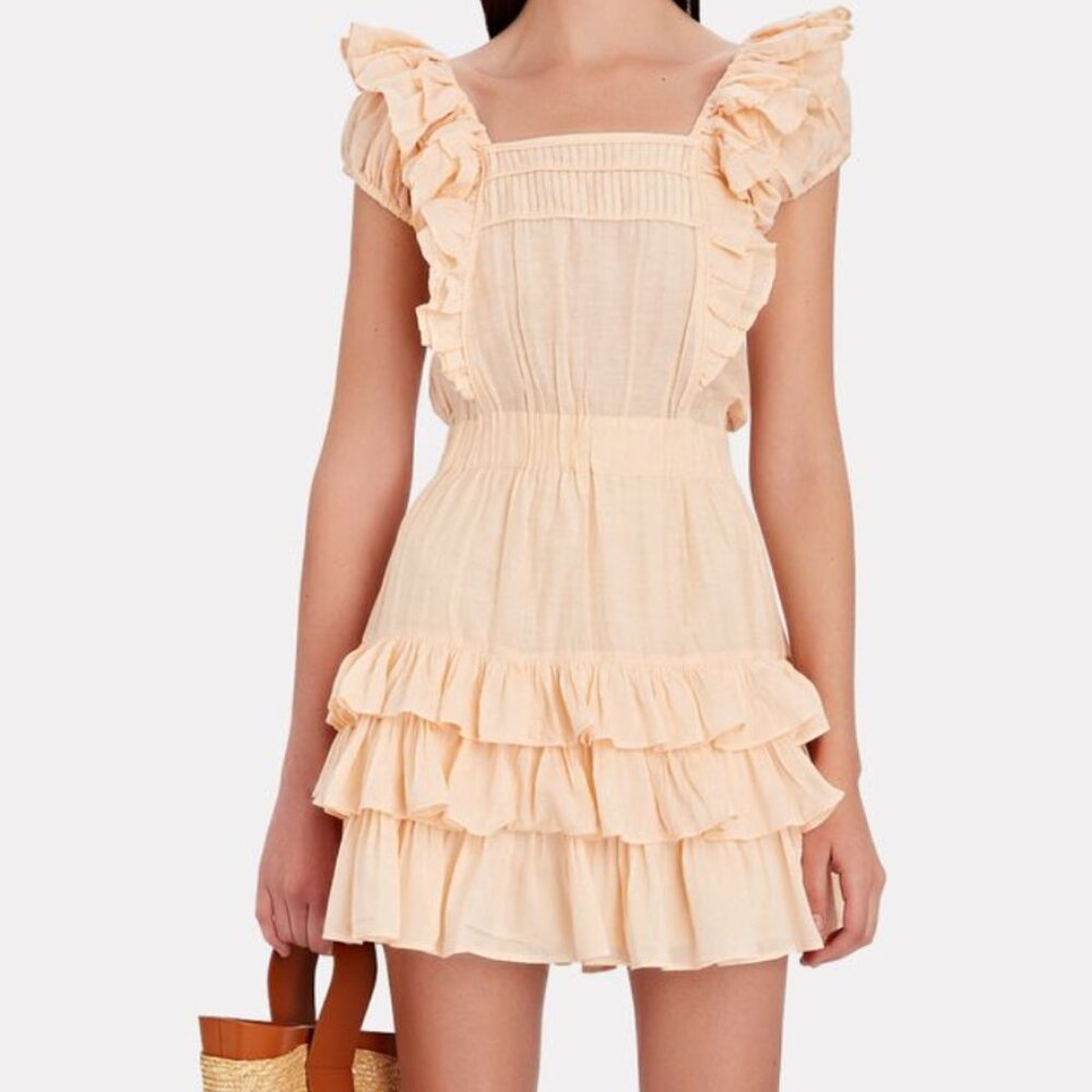 LOVESHACKFANCY Ivoire Ruffled Silk-Cotton Mini Dress
